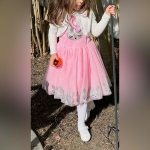 Zunie Kids' Sequin Bunny Dress In Pink/Silver 6X